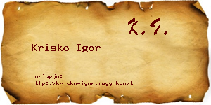 Krisko Igor névjegykártya